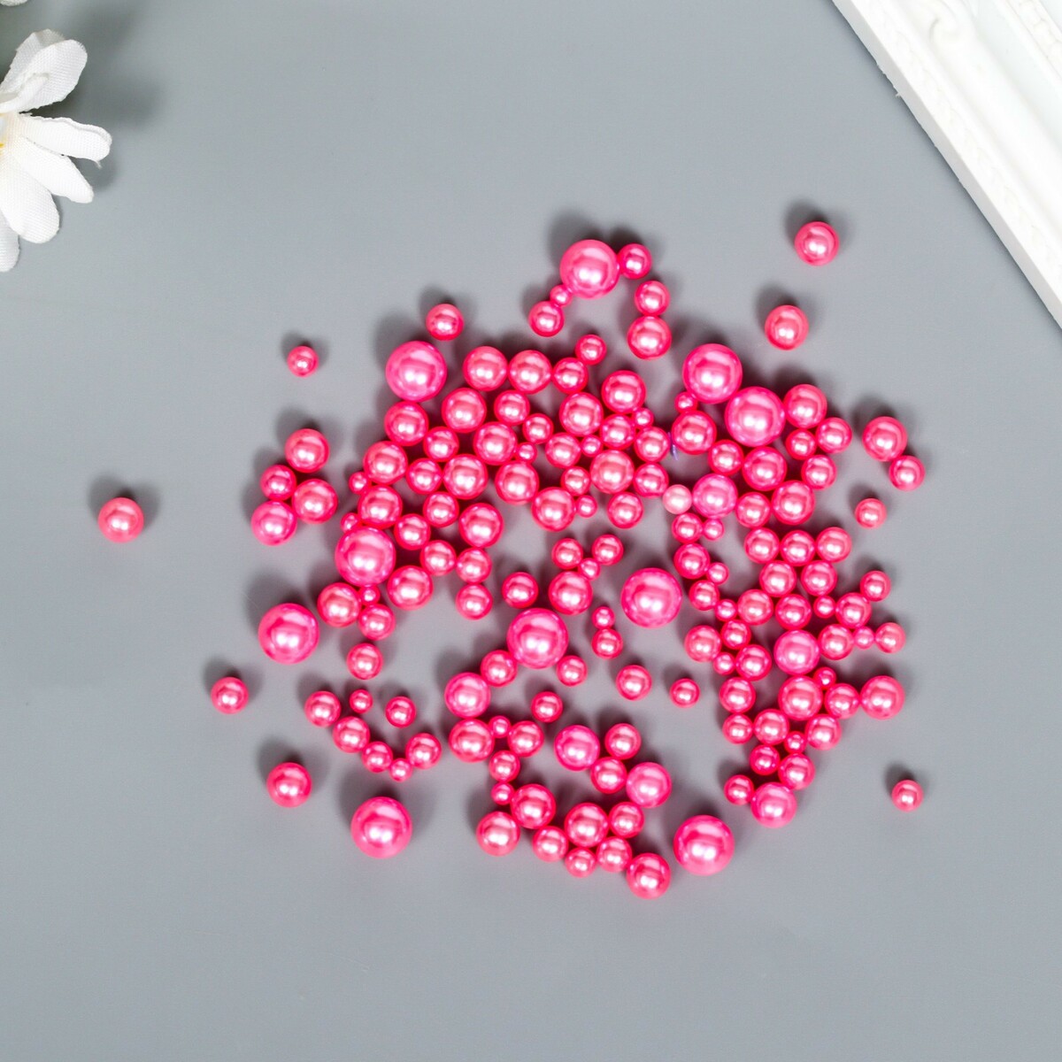 Декор для творчества пластик бусины для творчества шарики 8 мм 30 грамм светло розовые розовые фиолетовые остров сокровищ 661235 6 шт