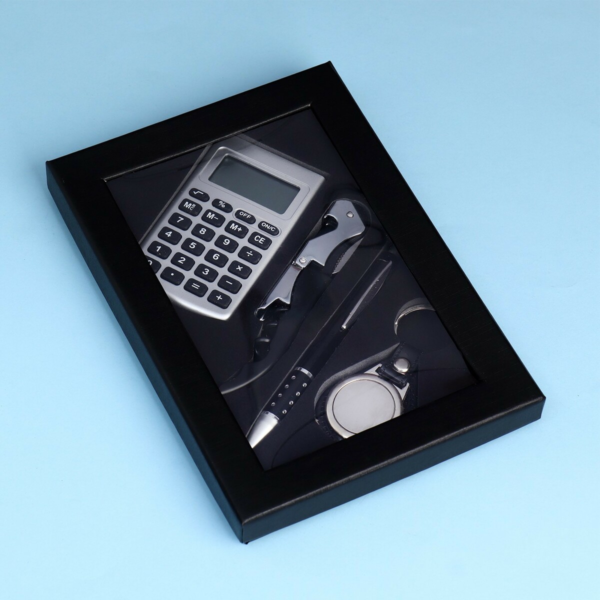 фото Набор подарочный 4в1 (ручка, калькулятор, брелок, штопор с открывалкой) no brand