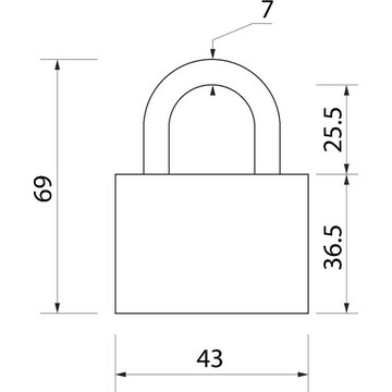 Замок навесной, 42х66 мм, 3 ключа