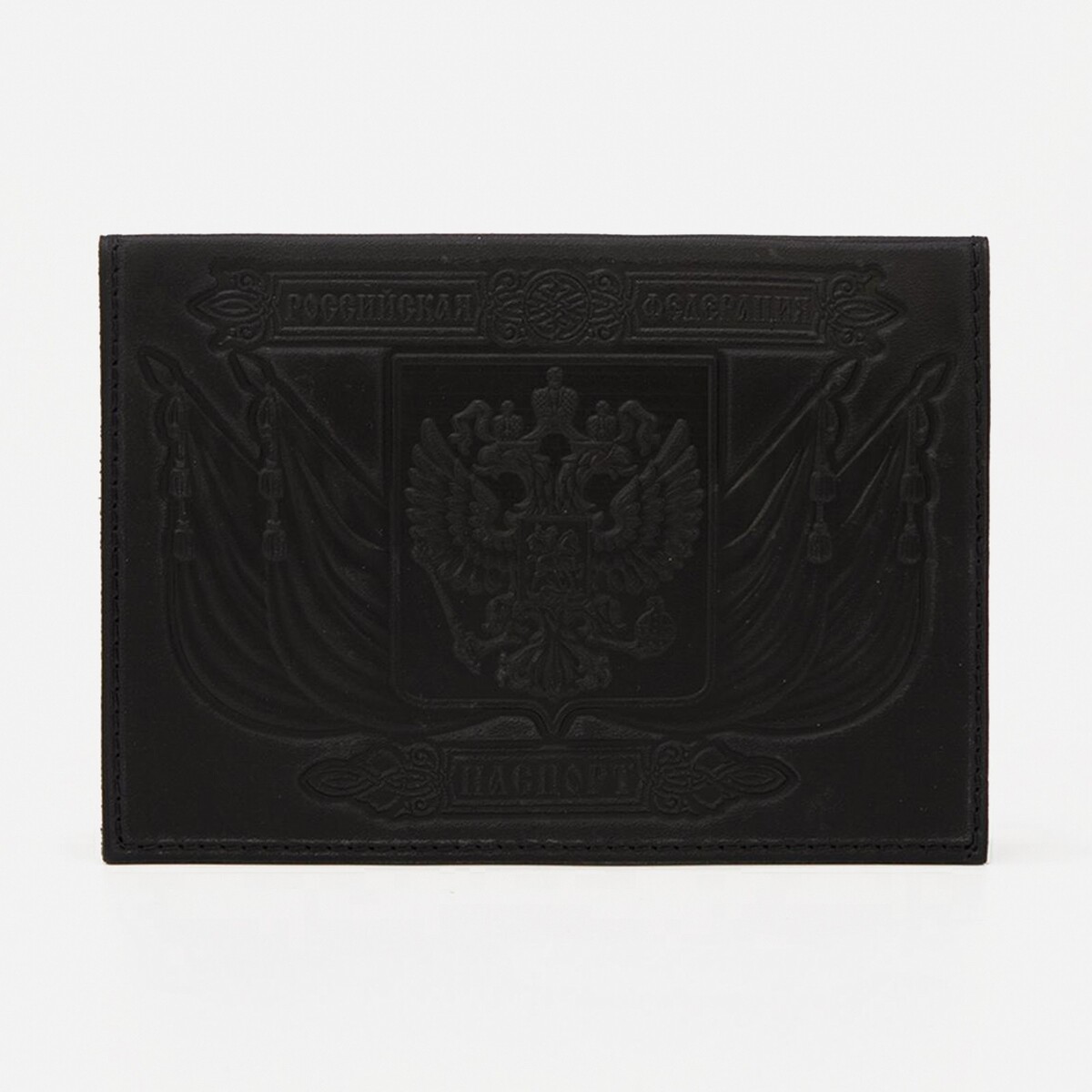 Обложка для паспорта, тиснение, герб, цвет черный No brand