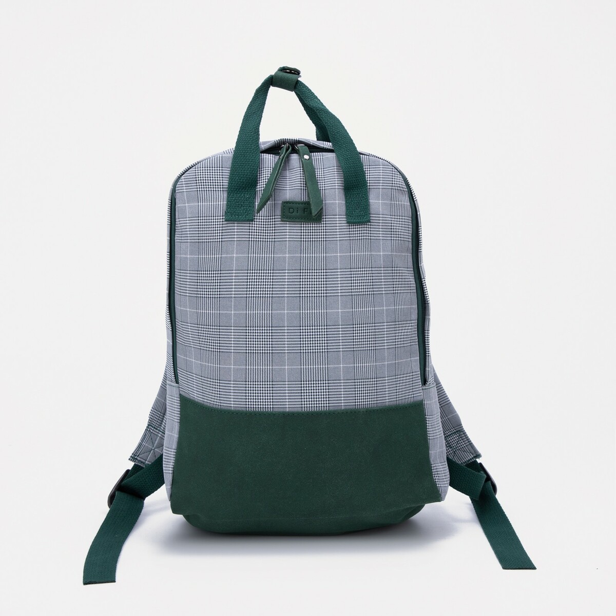 Сумка-рюкзак на молнии, 3 наружных кармана, цвет зелёный, No brand