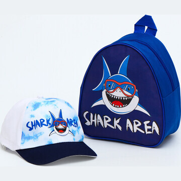 Детский набор shark area, рюкзак, кепка,