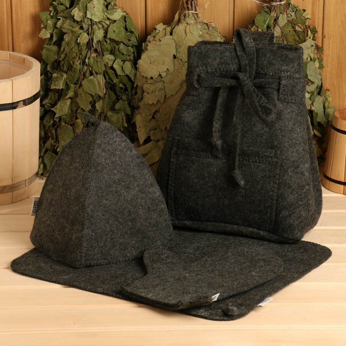 Набор банный в рюкзаке, 4 предмета (рюкзак, коврик, шапка, варежка) без вышивки банный коврик из стружки можжевельника с душицей