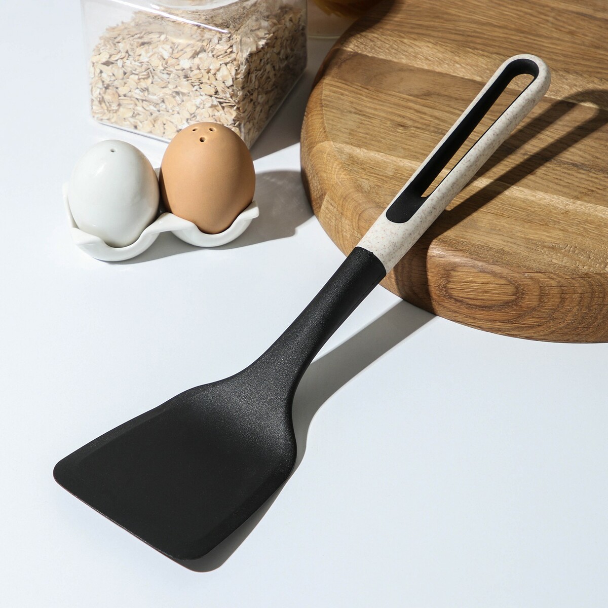 Лопатка доляна pronto, 35×9,5 см, цвет белый, черный лопатка кухонная доляна