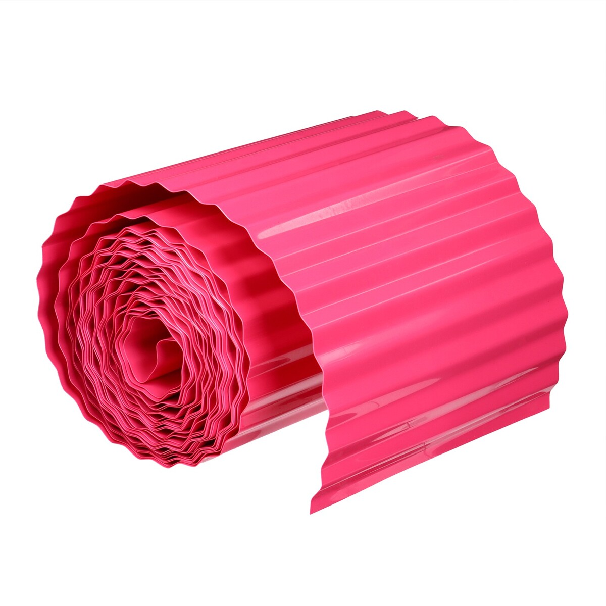 Лента бордюрная, 0.2 × 9 м, толщина 0.6 мм, пластиковая, гофра, розовая лента бордюрная 0 15 × 9 м толщина 1 2 мм пластиковая фигурная зеленая