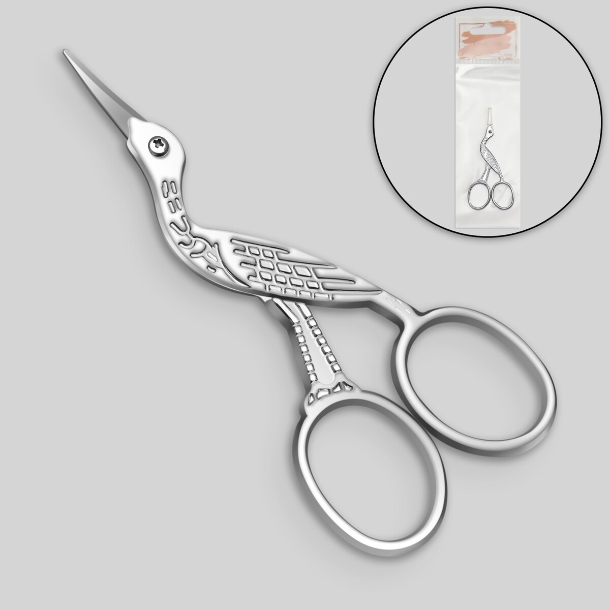 Ножницы маникюрные для шелка, 9 см, цвет серебристый пинцет в форме ножниц прорезиненные ручки 8 см на блистере серебристый
