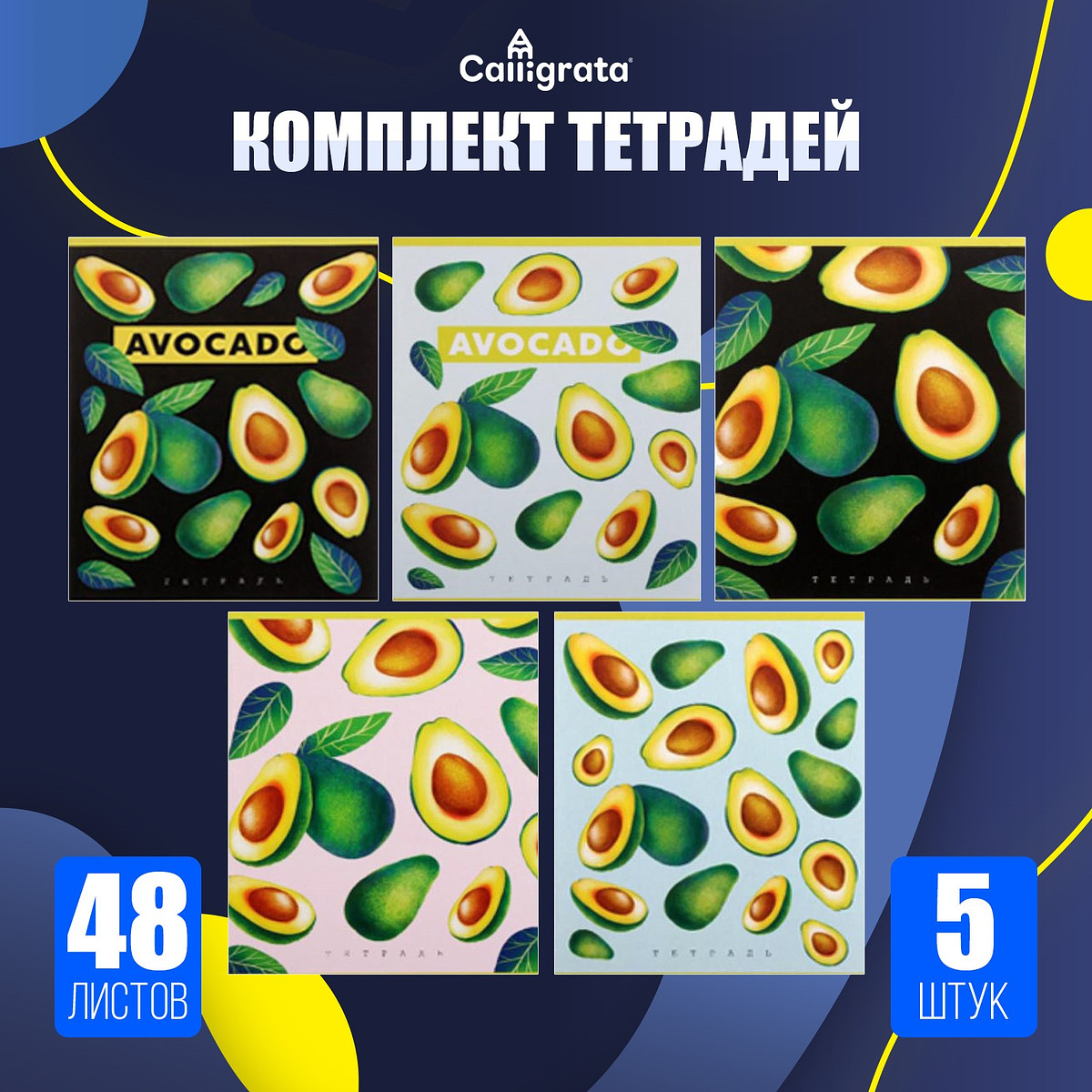 

Набор тетрадей 48 листов в клетку calligrata, Разноцветный;микс
