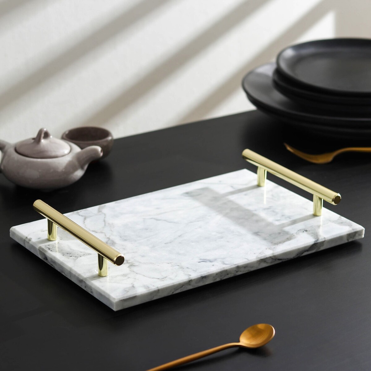 Поднос magistro marble, мрамор, 29,5×19,5 см, белый мат на стол fenghua marble tap011 43 5х28см