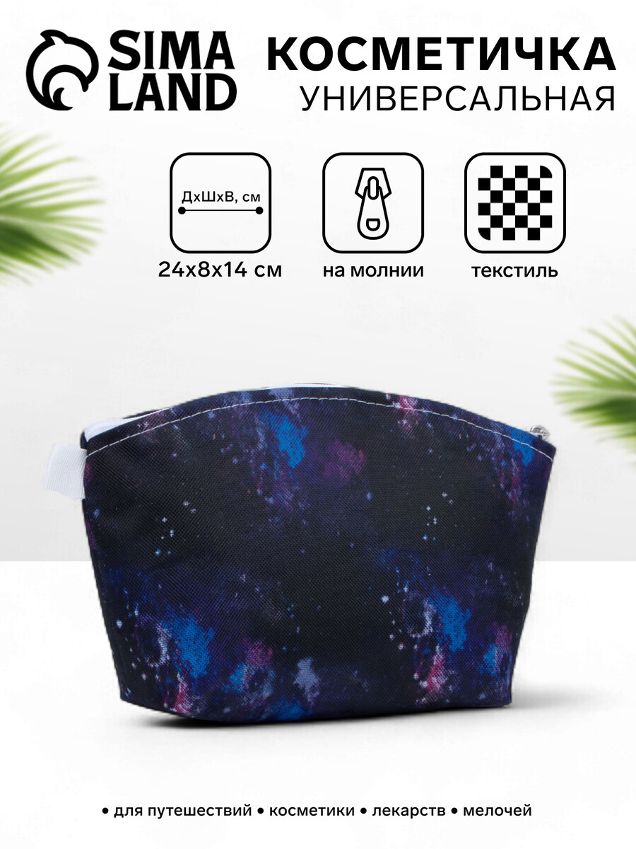 

Косметичка на молнии, цвет черный/синий