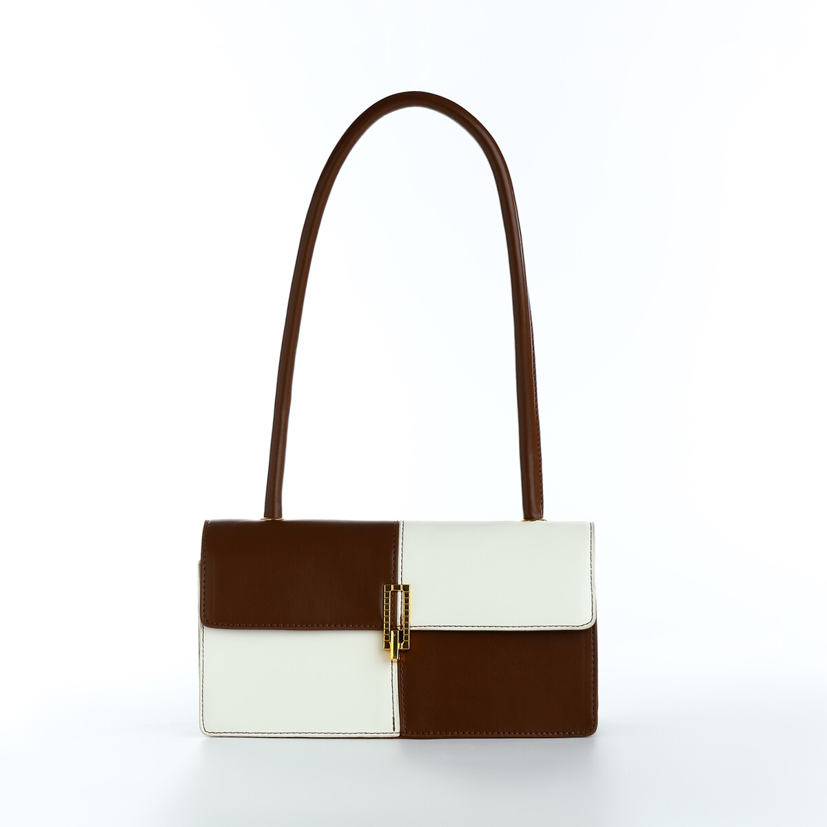 Сумка-мессенджер на клапане, цвет белый/коричневый сумка женская на застежке textura косметичка коричневый