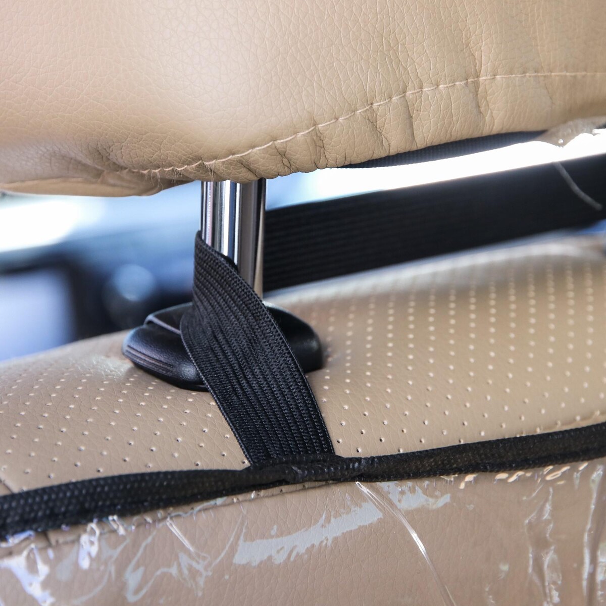 фото Защитная накидка на спинку сиденья автомобиля, 2 кармана, 605х400 мм, пвх крошка я