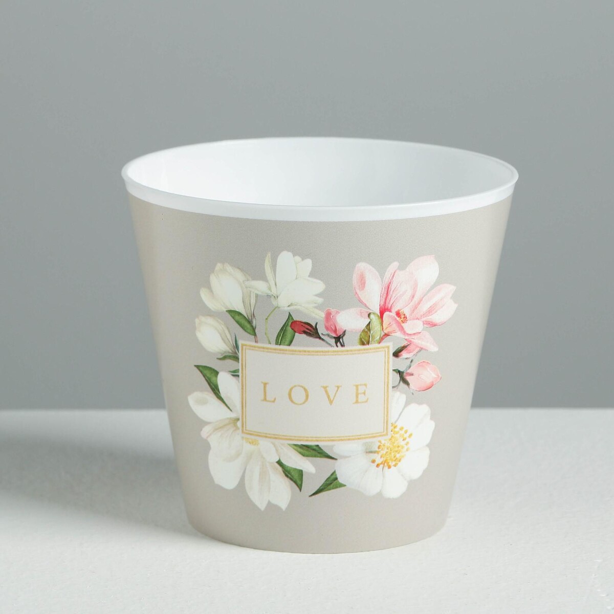 

Кашпо для цветов love, 800 мл, d=11 см, h=12 см, пластиковое, Серый