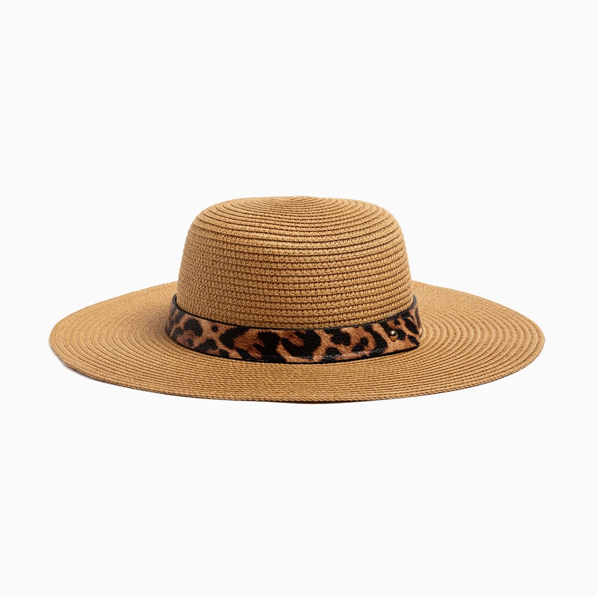 Шляпа женская с леопардовым ремешком minaku цвет коричневый, р-р 58 шляпа с декором minaku коричневый р р 56 58