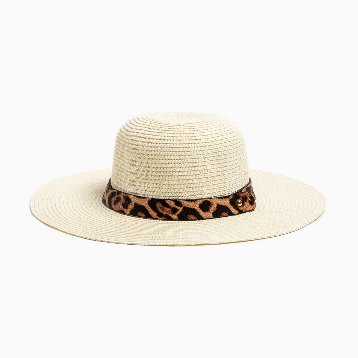 Шляпа женская с леопардовым ремешком minaku цвет молочный, р-р 58 панама женская женская minaku молочный р р 56 58
