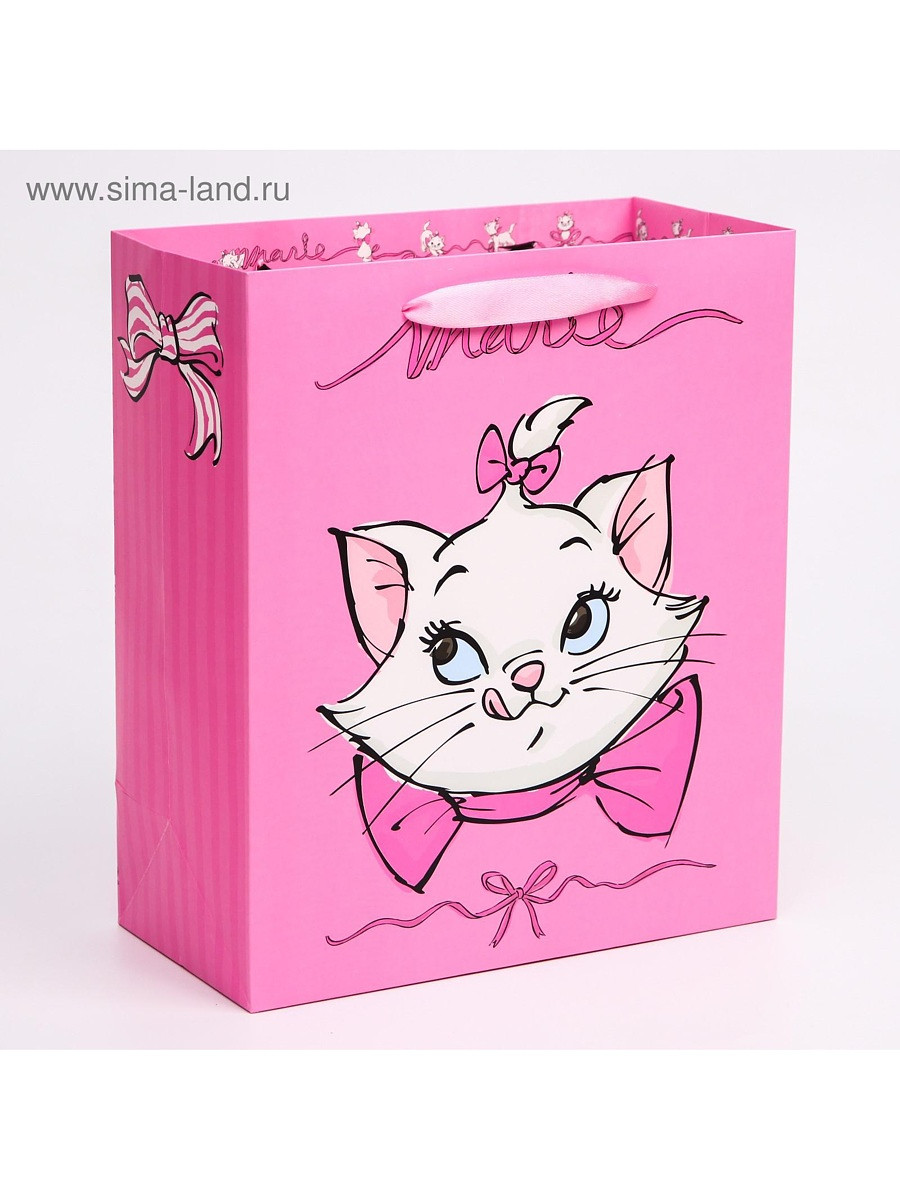 

Пакет подарочный, 23×27×11.5 см, marie, упаковка, коты аристократы, Розовый