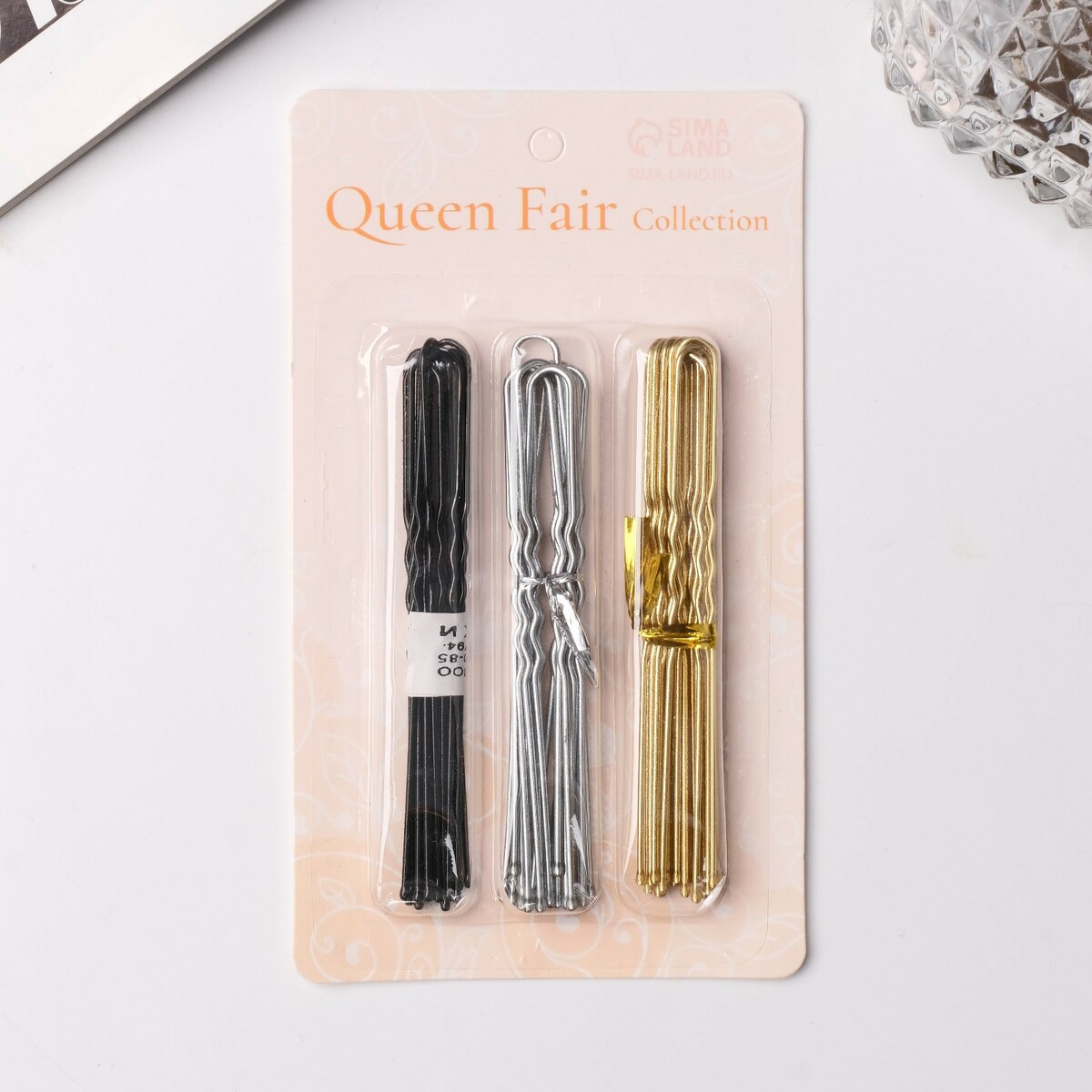 Шпильки для волос (набор 30 шт) 8 см, 3 цвета Queen fair