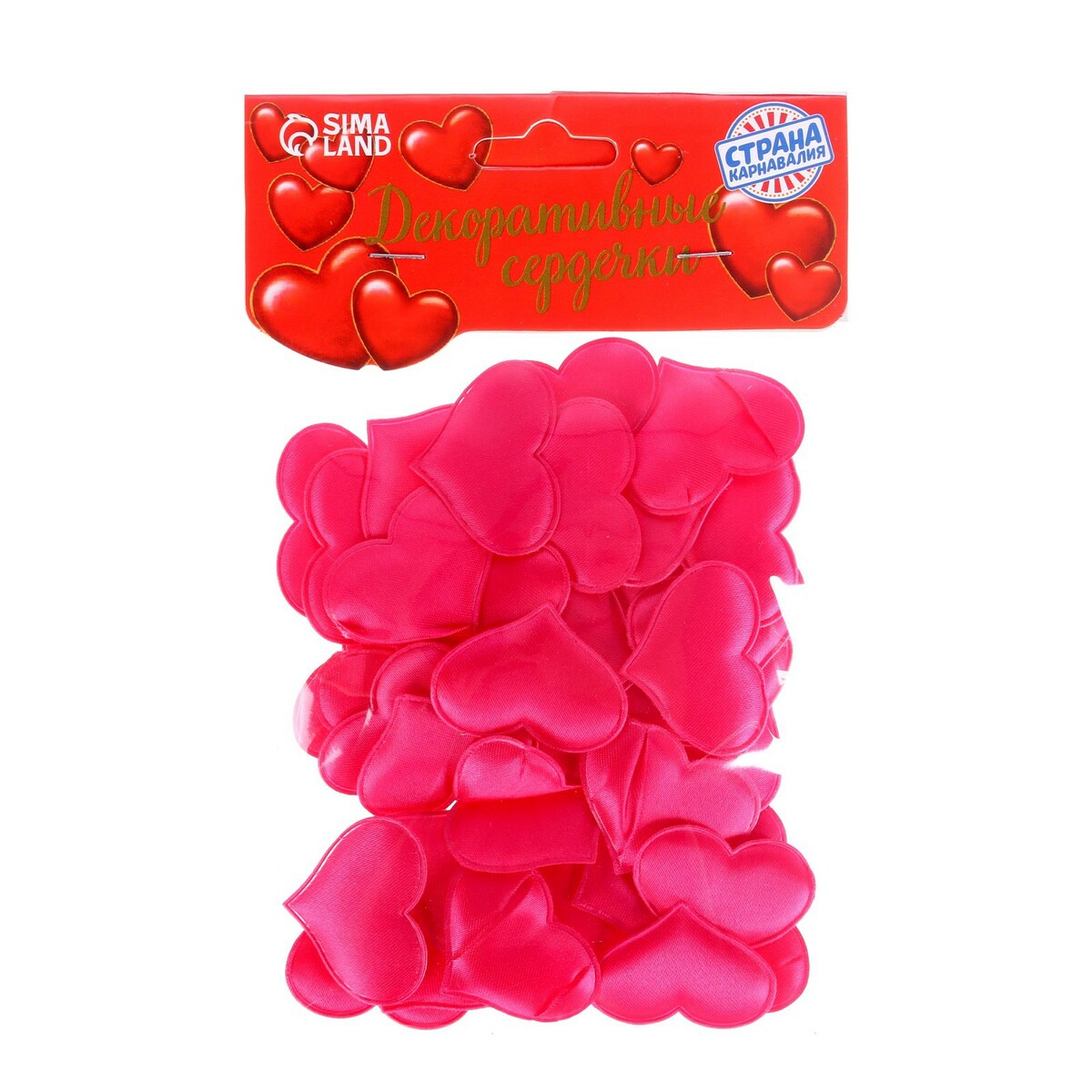 Сердечки декоративные, набор 50 шт., 3,2 см, цвет фуксия сердечки декоративные из лозы красные 2шт