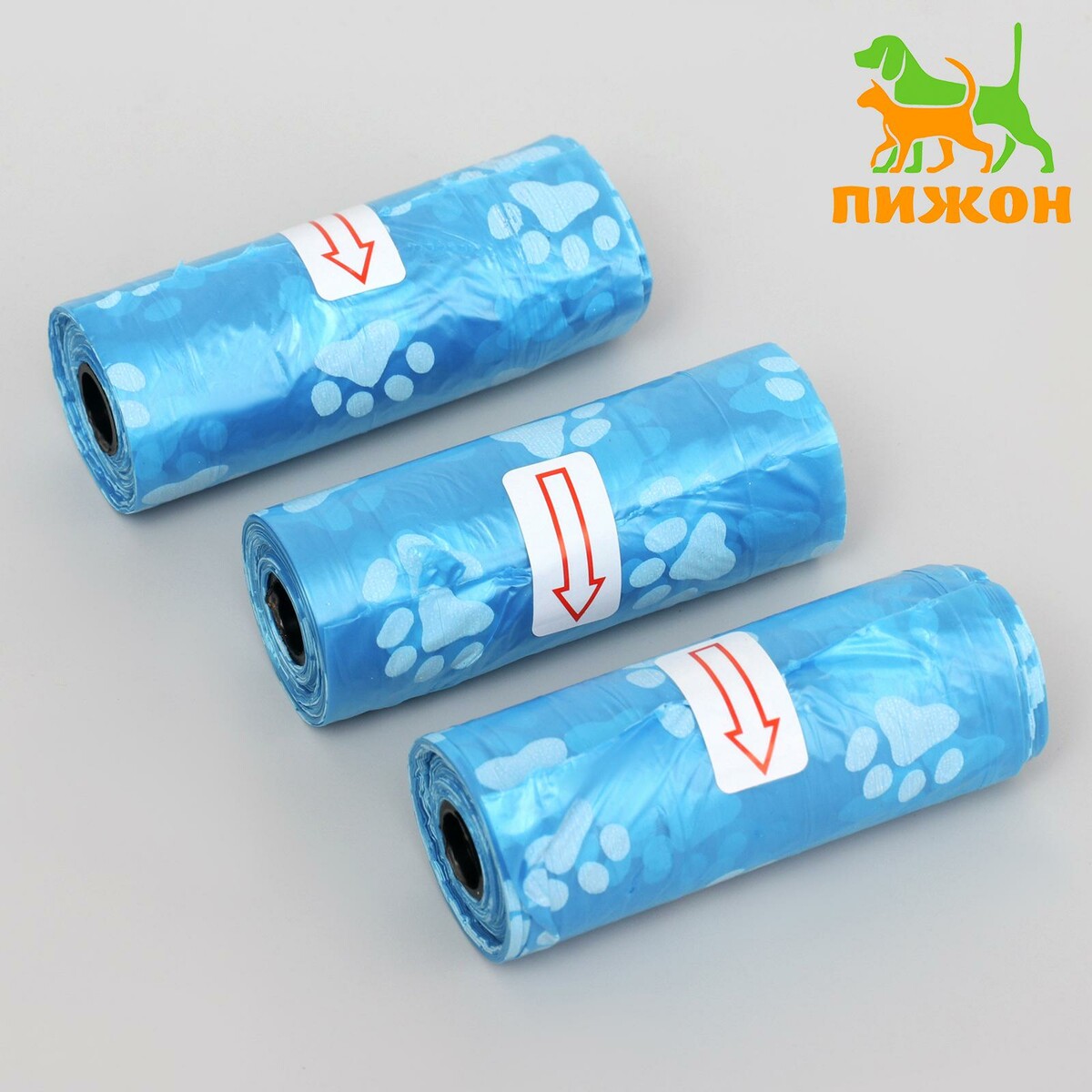 Пакеты для уборки за собаками с печатью (3 рулона по 15 пакетов 29х21 см), голубые лоток для чайных пакетиков flexispace 37x14 8 см на 80 пакетов