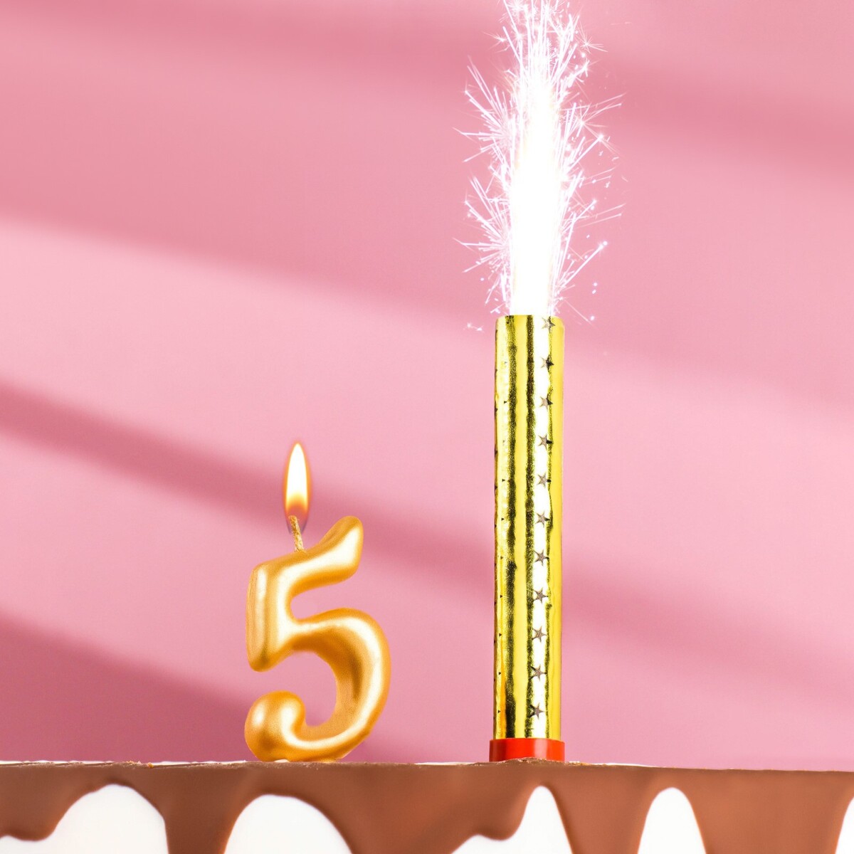 Свеча для торта цифра свеча для торта цифра овал фонтан золотая 4 sima land