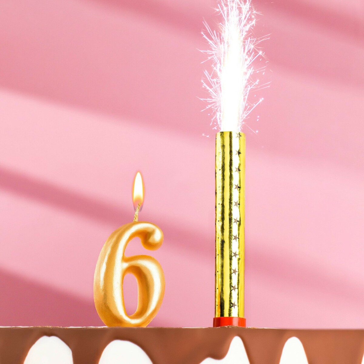 Свеча для торта цифра свеча для торта цифра овал фонтан золотая 5 sima land