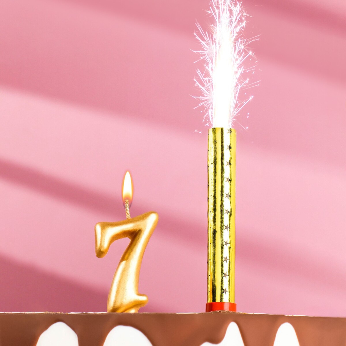 Свеча для торта цифра свеча для торта цифра овал фонтан золотая 4 sima land