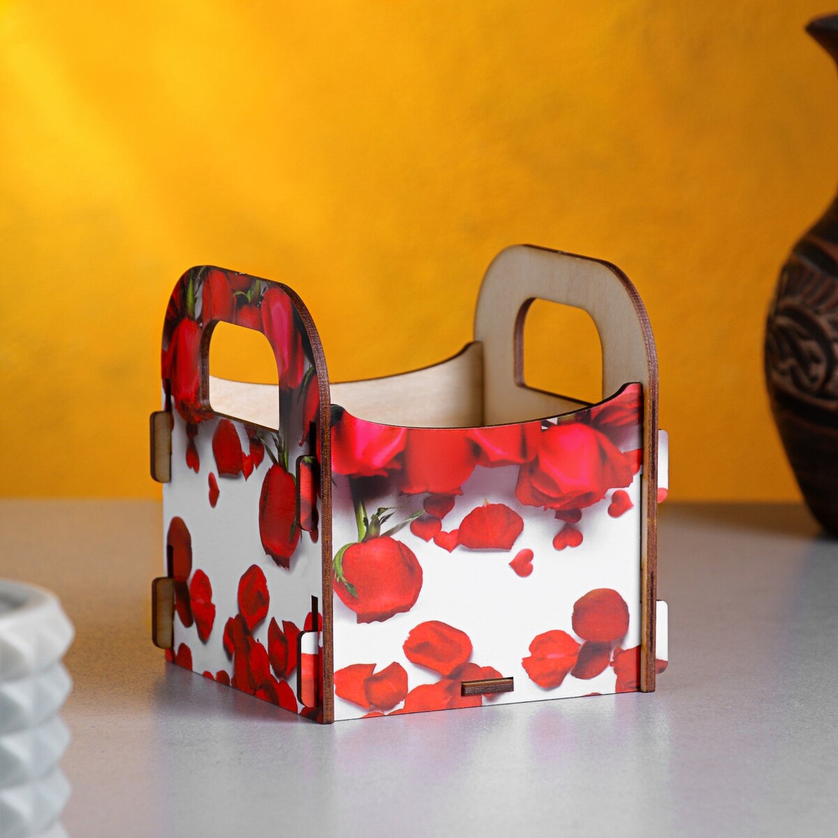 

Кашпо деревянное 10.5×10×11 см подарочное рокси смит, Разноцветный