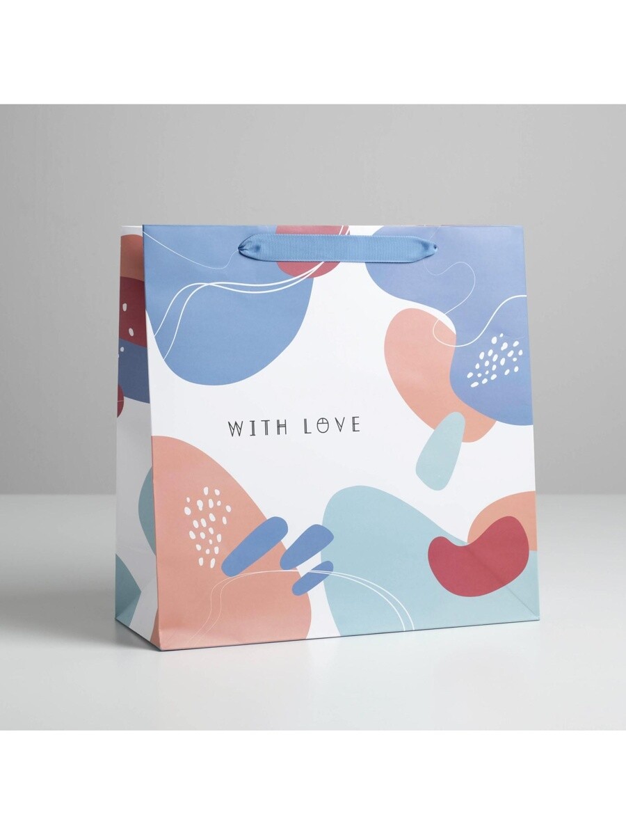 

Пакет подарочный ламинированный квадратный, упаковка,, Белый;голубой