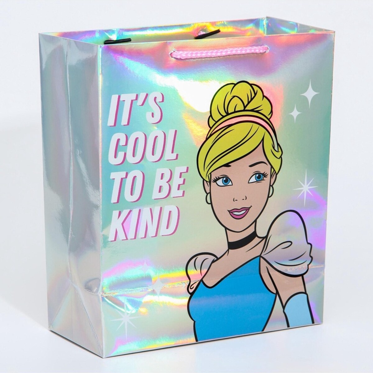 

Пакет подарочный голография горизонтальный today is my day, принцессы, 25×21×10 см, Серебристый