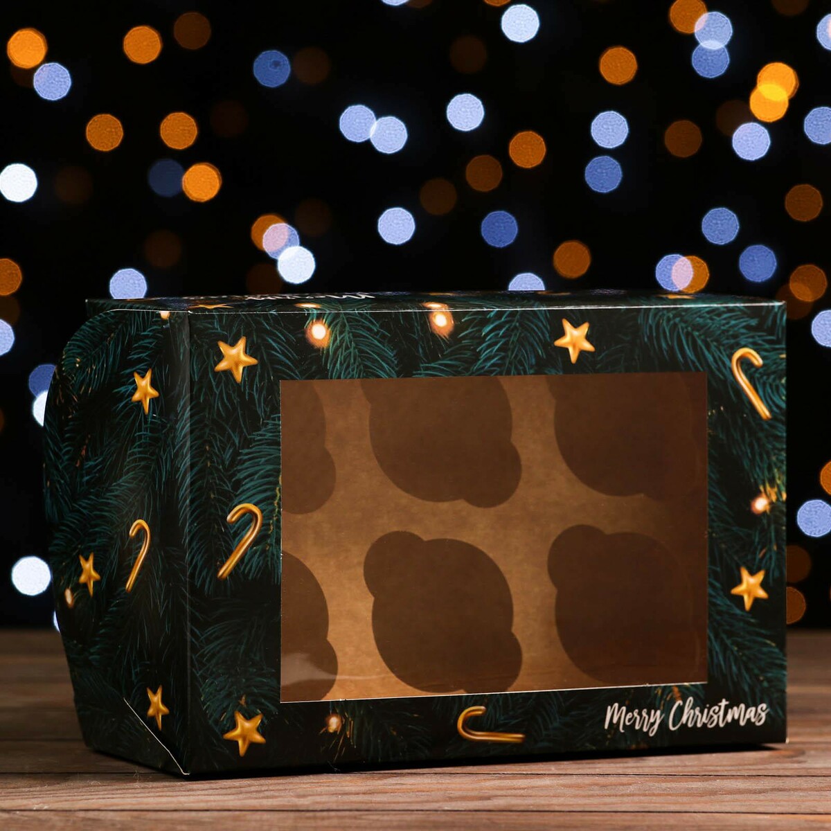 Упаковка на 6 капкейков с окном кружка керамика 480 мл счастливого рождества с крышкой подарочная упаковка y4 7498