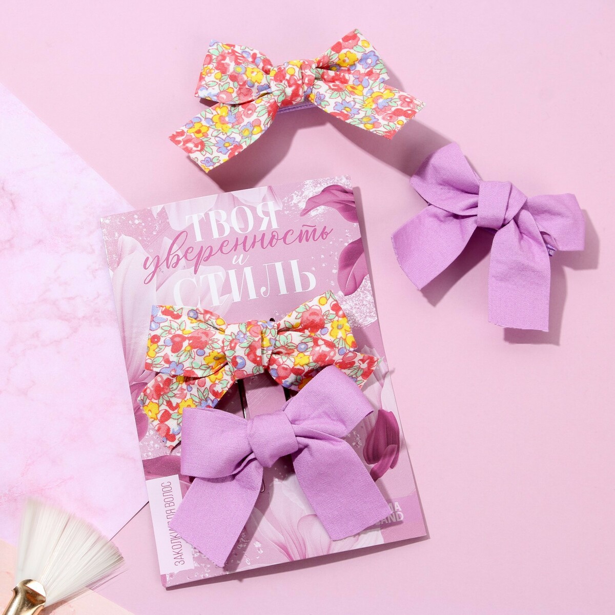 

Заколка для волос с бантом, Разноцветный;сиреневый;оранжевый