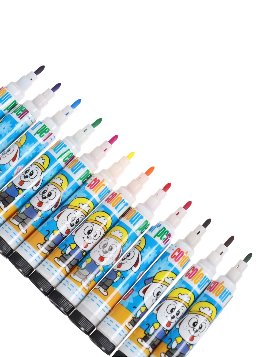 

Фломастеры, 12 цветов, мини, в блистере, вентилируемый колпачок