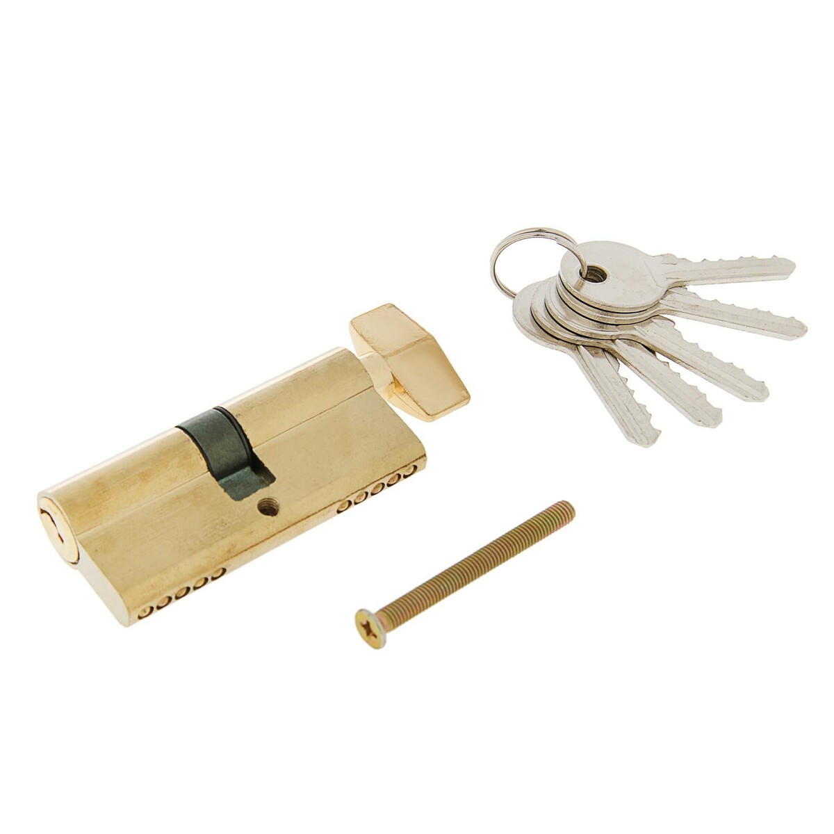 Цилиндровый механизм, 70 мм, с вертушкой, английский ключ, 5 ключей, цвет золото замок навесной аллюр вс1ч 375п 6776 блистер цилиндровый влагонепроницаемый 6 ключей