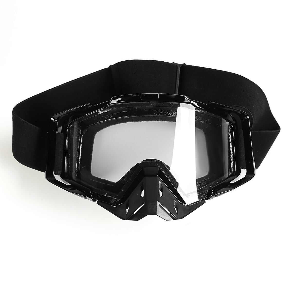 Очки-маска, со съемной защитой носа, стекло прозрачное, черные очки маска для езды на мототехнике стекло золотой хром бело красно черные ом 10