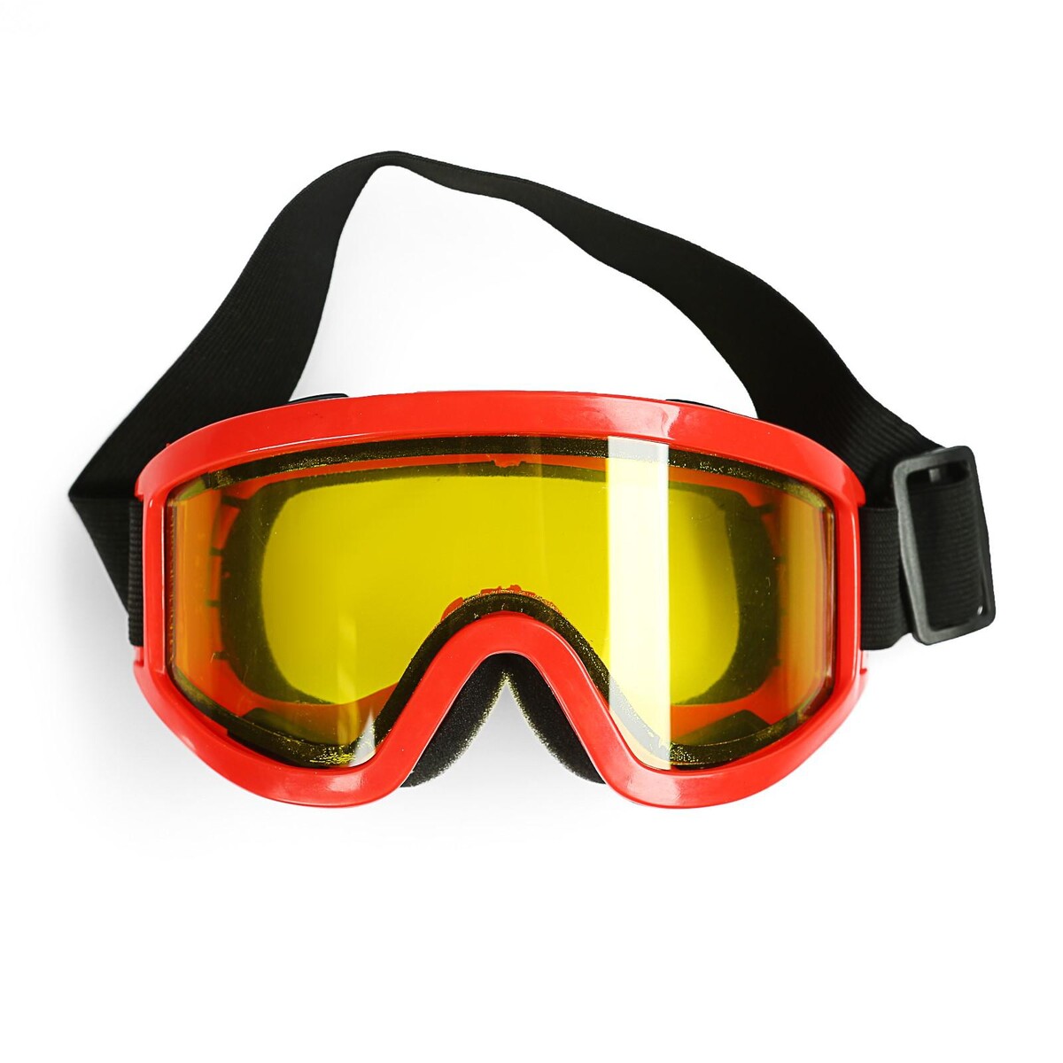 Очки-маска для езды на мототехнике, стекло двухслойное желтое, цвет красный карнавальные очки рога красный