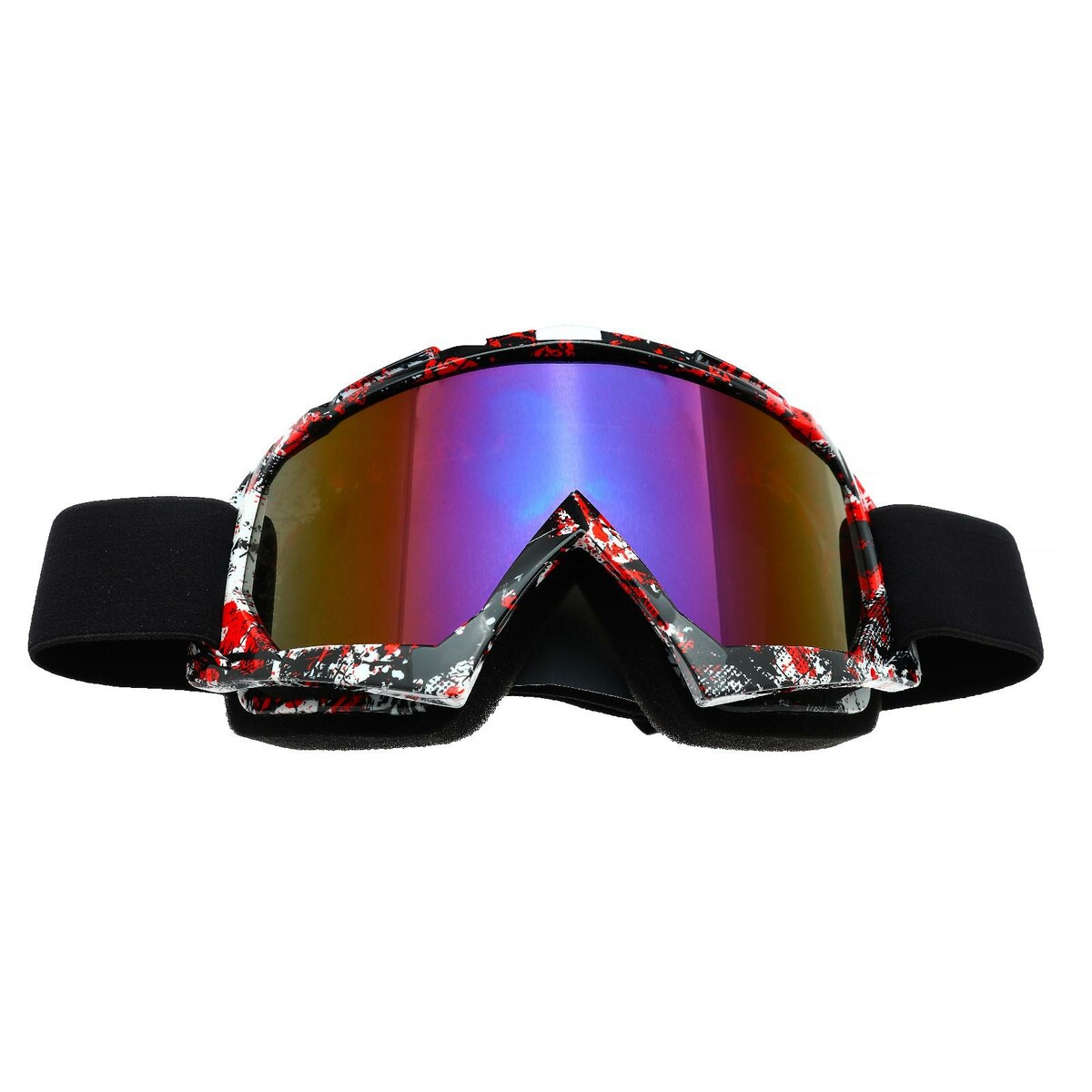 Очки-маска для езды на мототехнике, стекло сине-фиолетовый хамелеон, черно-красные, ом-25 стекло для маски сварщика foxweld внутреннее 2053