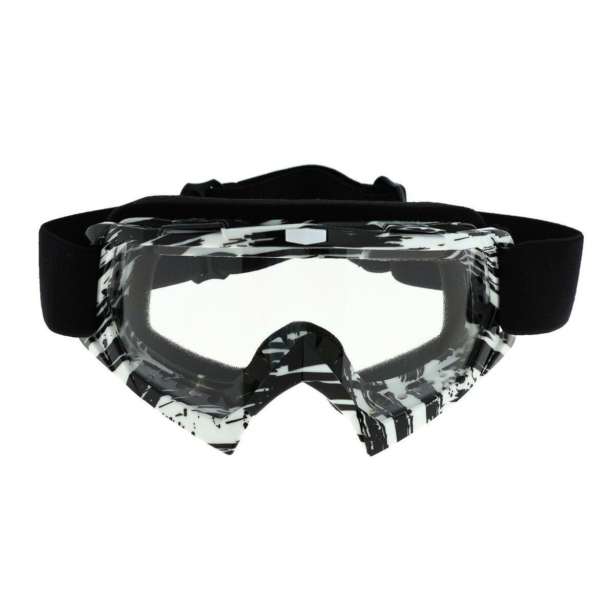 Очки-маска для езды на мототехнике, стекло прозрачное, цвет белый-черный, ом-20 очки маска со съемной защитой носа стекло прозрачное черные