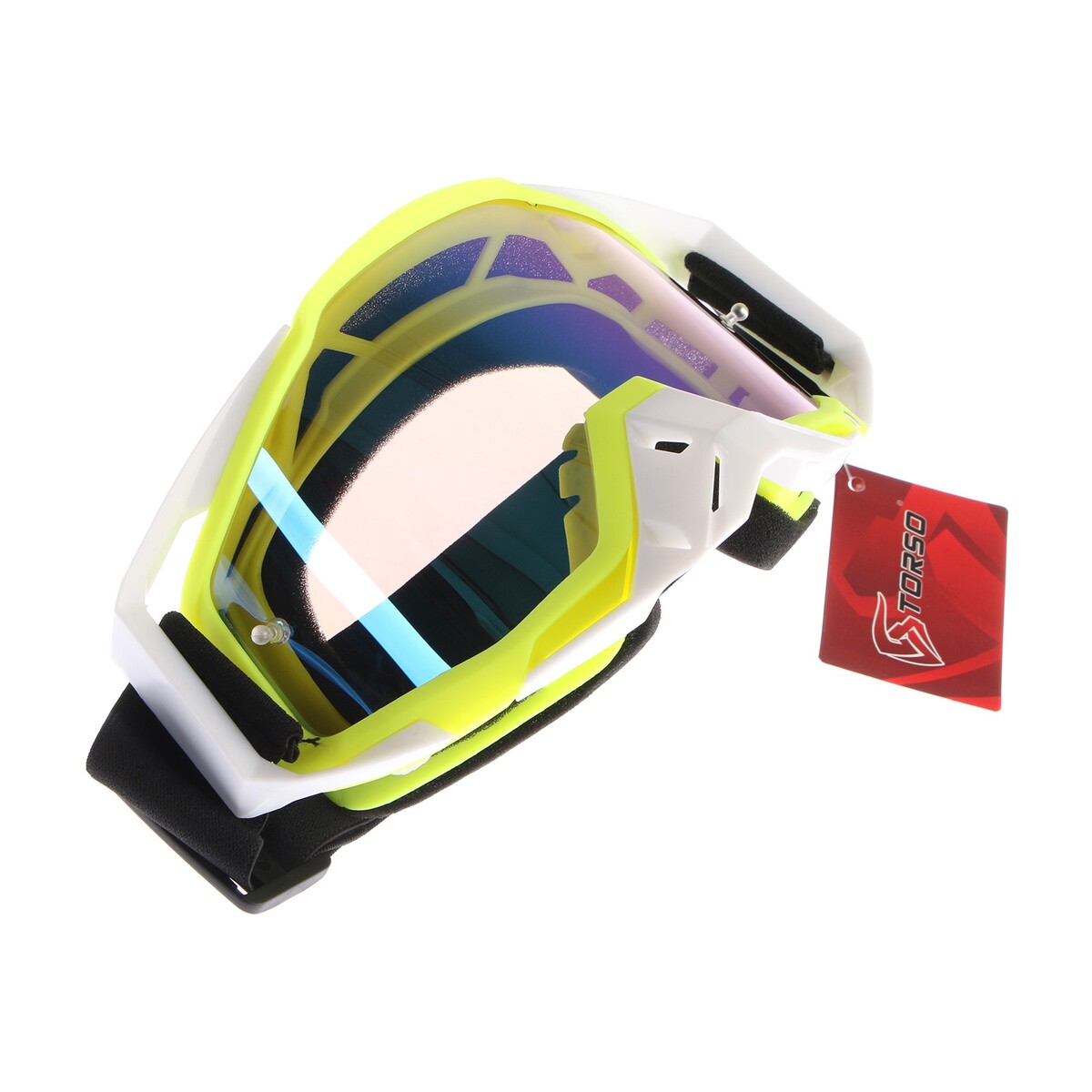 Очки-маска для езды на мототехнике, стекло синий хамелеон, цвет желтый-белый, ом-1 очки маска для езды на мототехнике разборные визор желтый