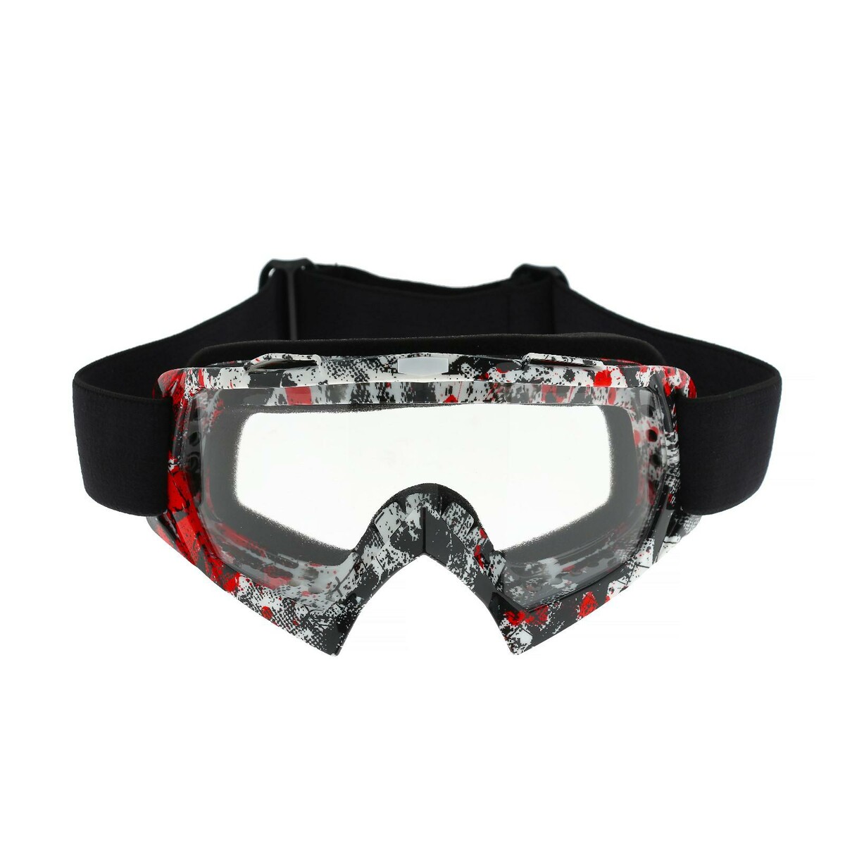 Очки-маска для езды на мототехнике, стекло прозрачное, цвет красный-черный, ом-21 карнавальные очки рога красный
