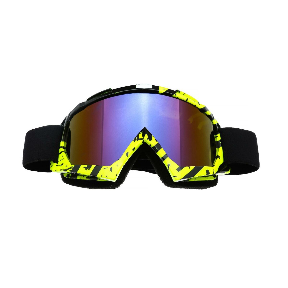 Очки-маска для езды на мототехнике, стекло сине-фиолетовый хамелеон, черно-желтые, ом-24 очки маска для езды на мототехнике стекло золотой хром бело красно черные ом 10