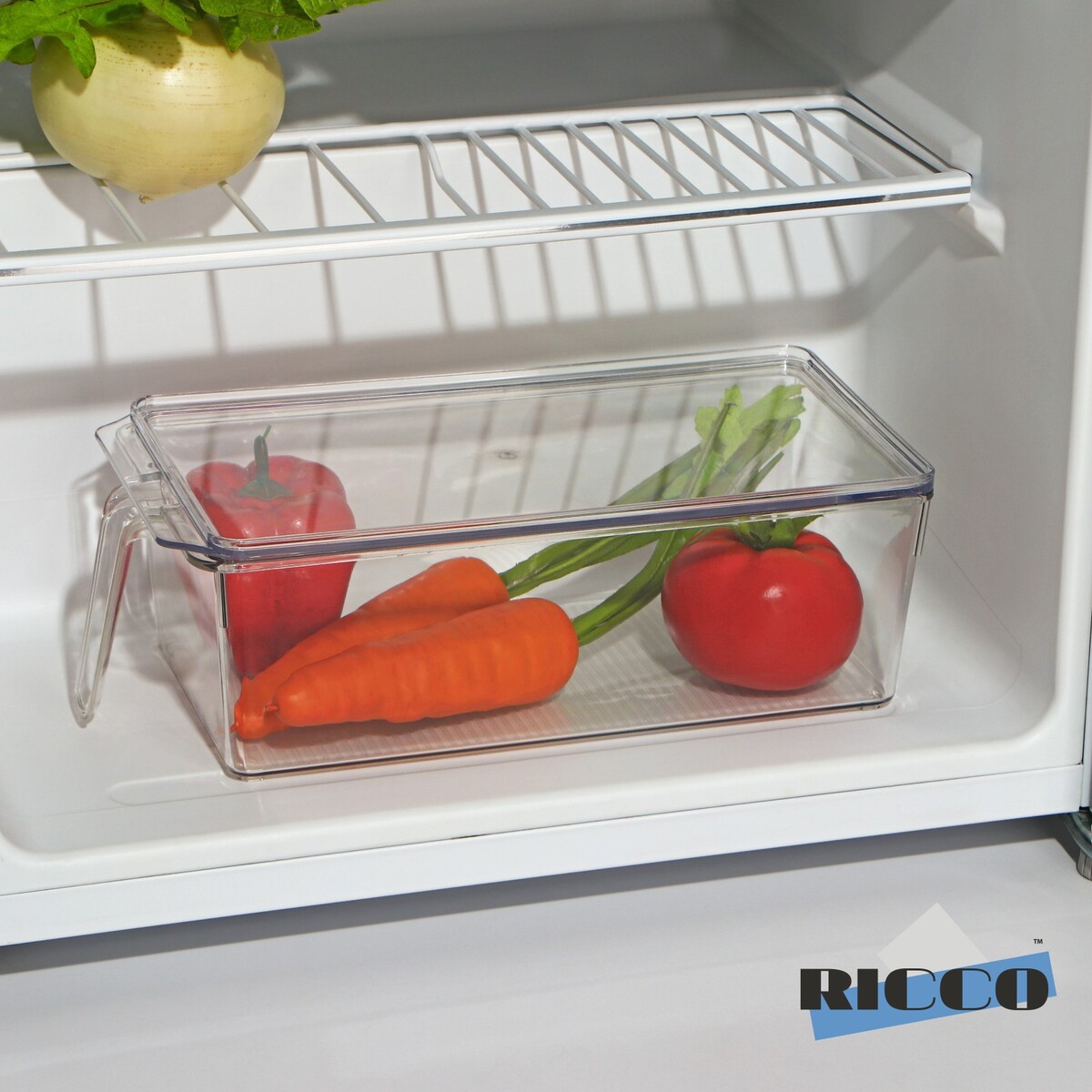 Контейнер для холодильника с крышкой и ручкой ricco, 32×14,5×10 см контейнер пищевой ricco 900 мл 18×11×8 см прямоугольный прозрачный голубой