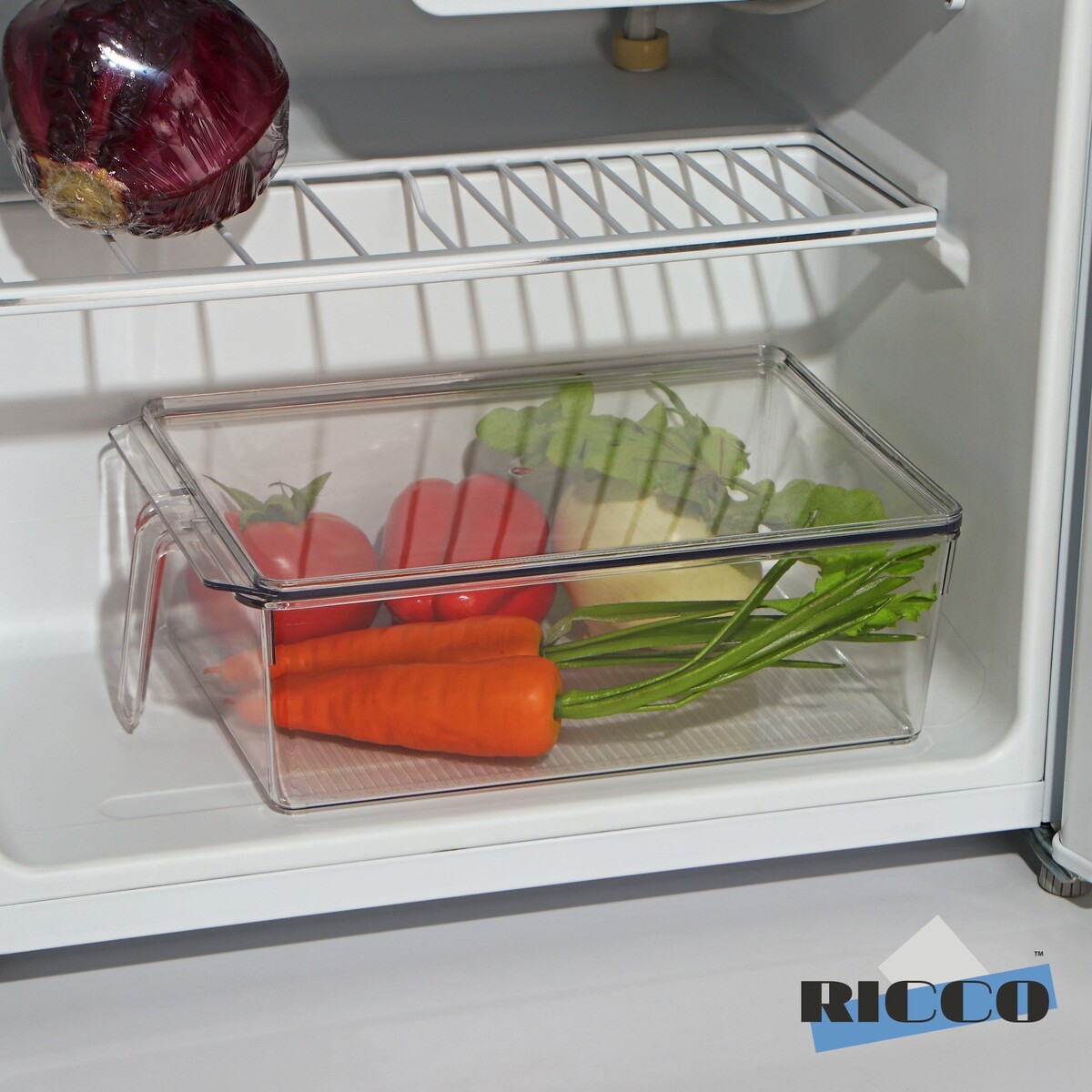 Контейнер для холодильника с крышкой и ручкой ricco, 32×20,5×10 см контейнер пищевой ricco 1 5 л 21×14×10 см прямоугольный прозрачный голубой