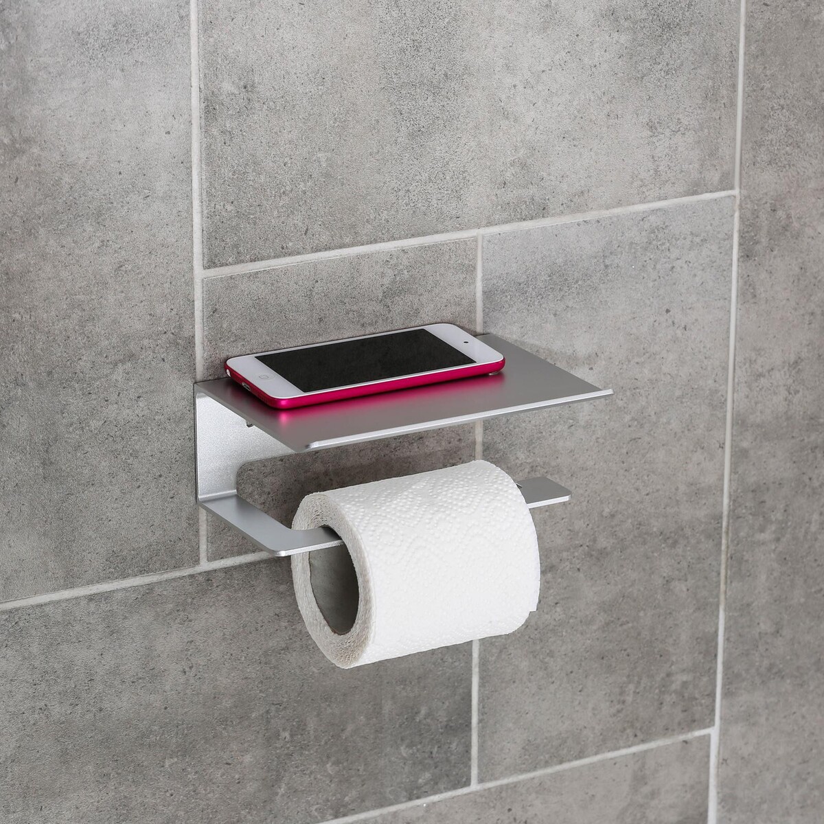 Держатель для туалетной бумаги с полочкой 6,5×16×11,5 см, алюминий держатель для туалетной бумаги с полочкой доляна 18 5×10 5×14 3 см на липучке