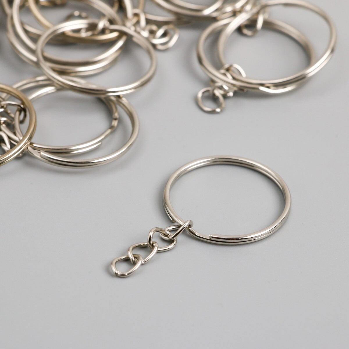 Основа для брелока кольцо металл с цепочкой серебро 2,5х2,5 см набор 40 шт ручка рифленая серебро металл 0 1 мм