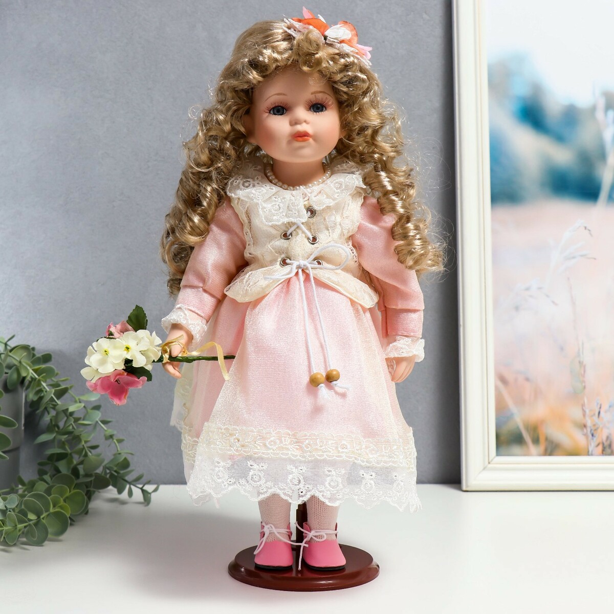 

Кукла коллекционная керамика, Розовый