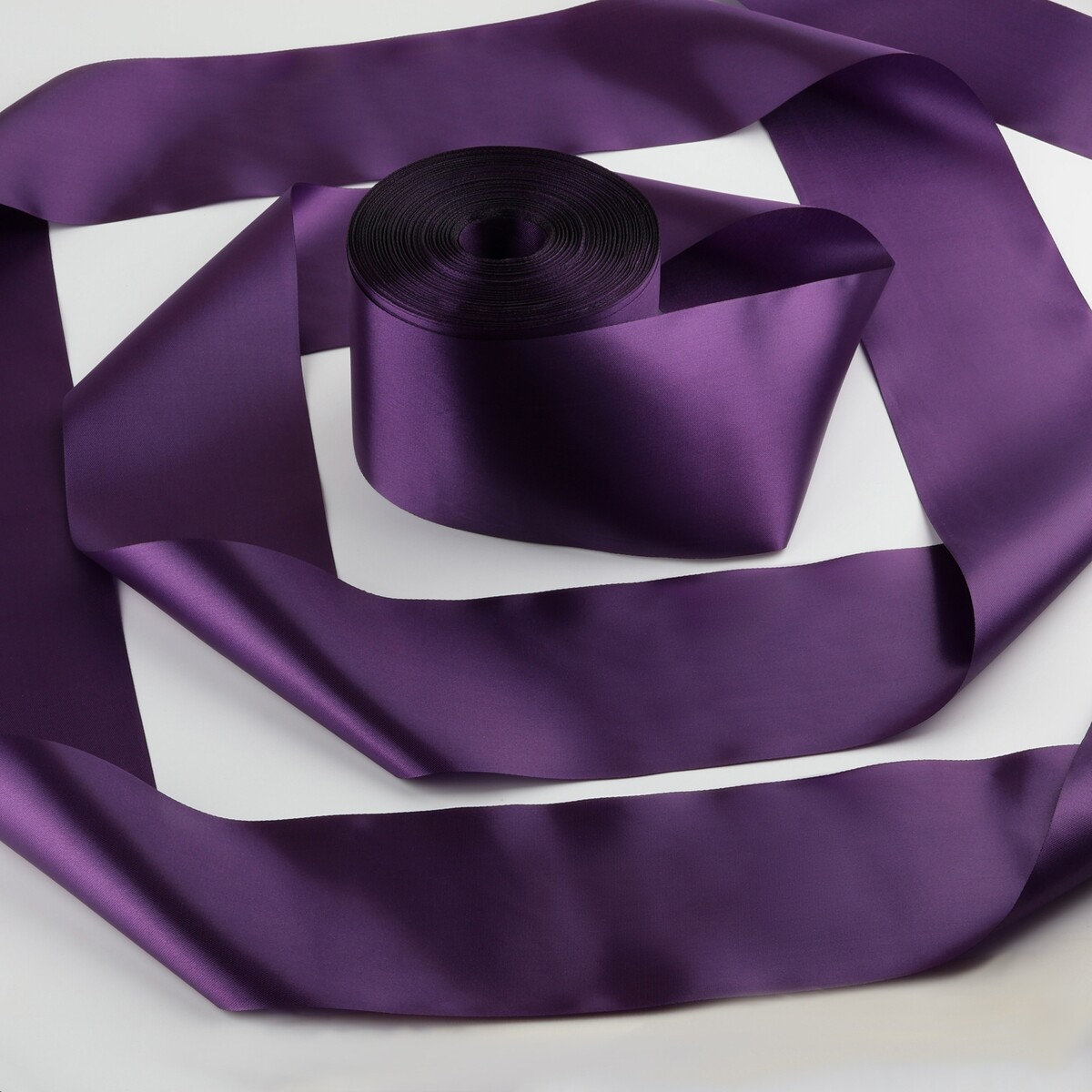 Лента атласная, 100 мм × 100 ± 5 м, цвет фиолетовый