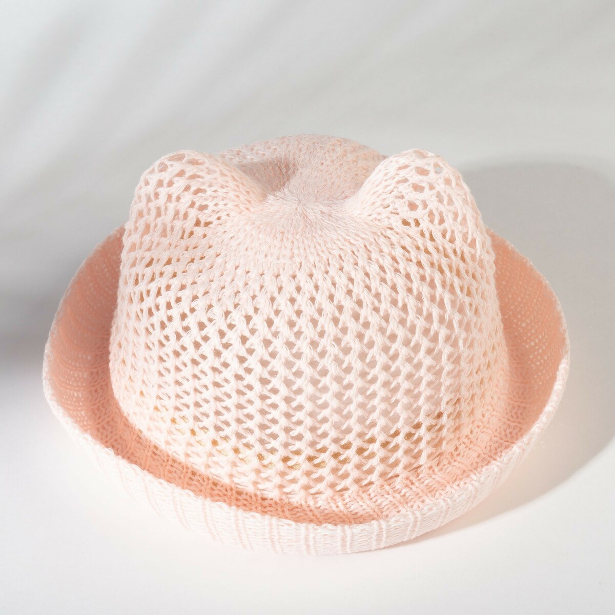 Шляпа для девочки minaku с ушками, цвет розовый, р-р 48 светодиодная шапка с подвижными ушками коала розовый