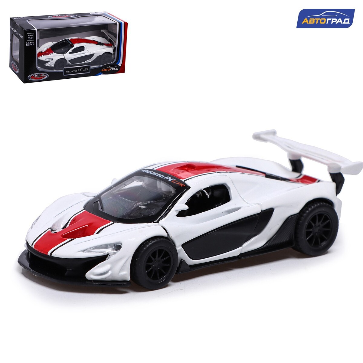 Машина металлическая mclaren p1 gtr, 1:40, инерция, открываются двери, цвет  белый Автоград 01057146: купить за 630 руб в интернет магазине с бесплатной  доставкой