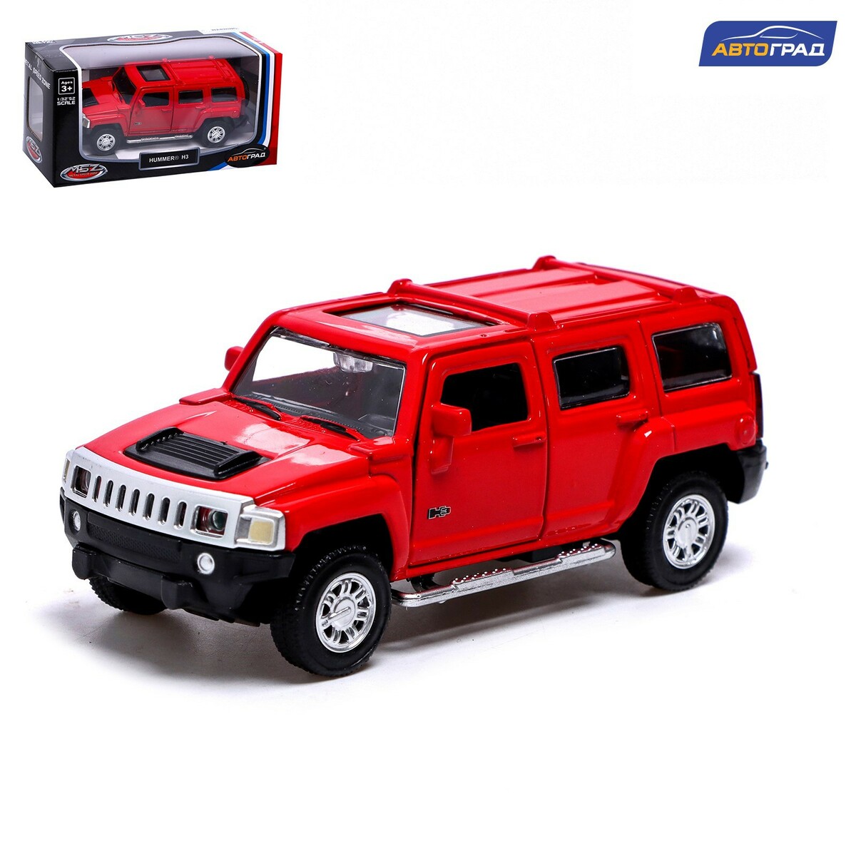 Машина металлическая hummer h3, 1:43, инерция, открываются двери, цвет  красный Автоград 01058623: купить за 490 руб в интернет магазине с  бесплатной доставкой