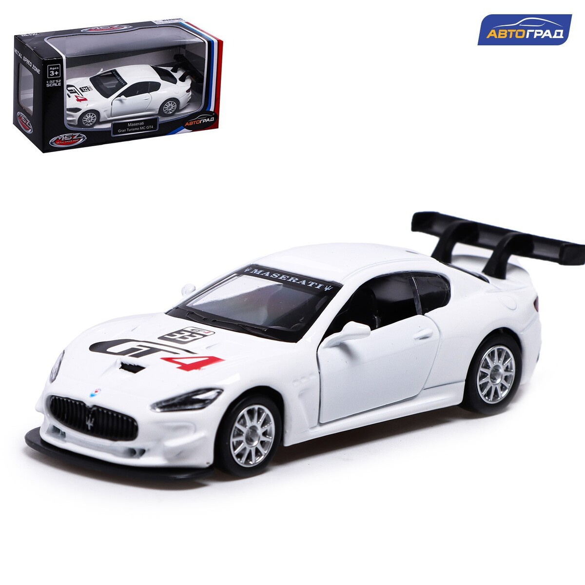 Машина металлическая maserati gran turismo mc gt4, 1:43, инерция, цвет  белый Автоград 01058624: купить за 600 руб в интернет магазине с бесплатной  доставкой