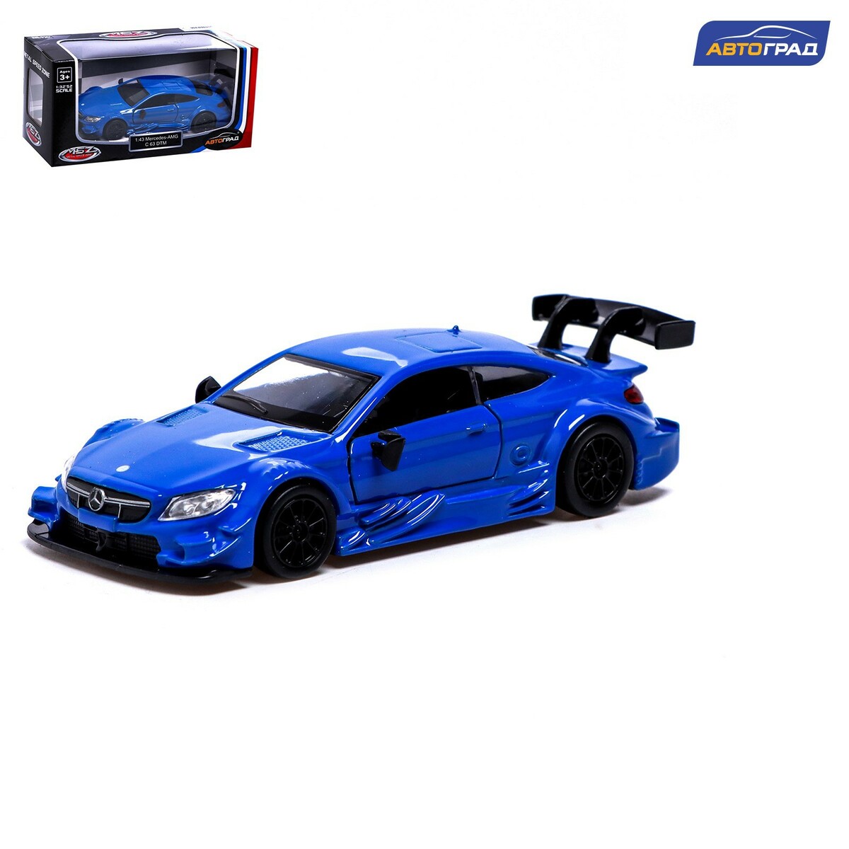 

Машина металлическая mercedes-amg c 63 dtm, 1:43, инерция, открываются двери, цвет синий